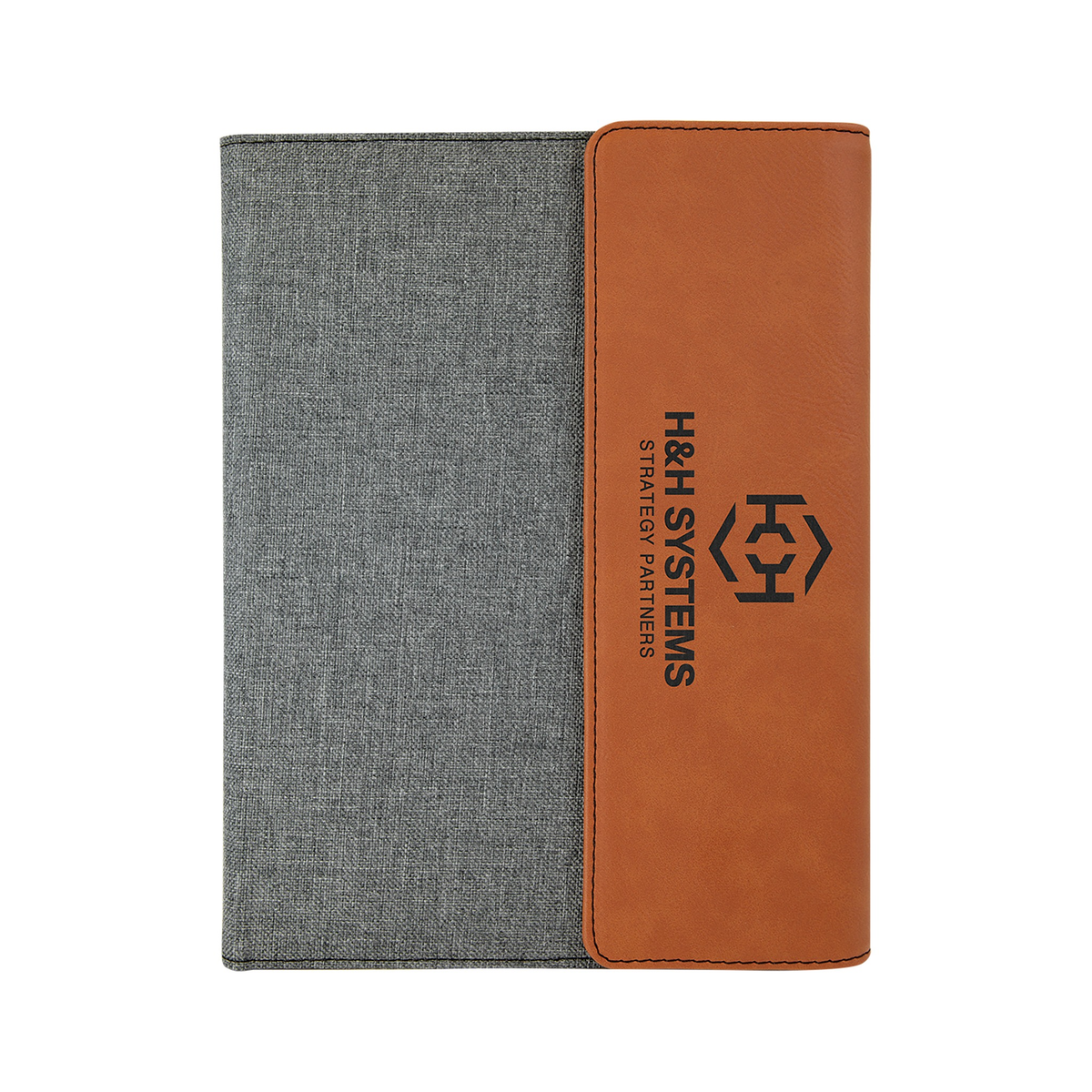Leatherette/Gray Canvas Portfolio with Notepad, Rawhide