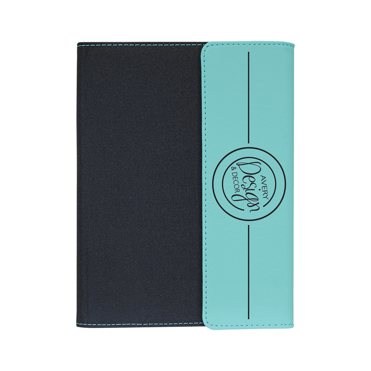 Leatherette/Black Canvas Portfolio with Notepad, Teal