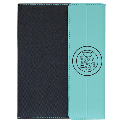 Teal Leatherette/Black Canvas Portfolio with Notepad