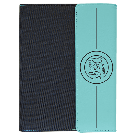 Teal Leatherette/Black Canvas Portfolio with Notepad