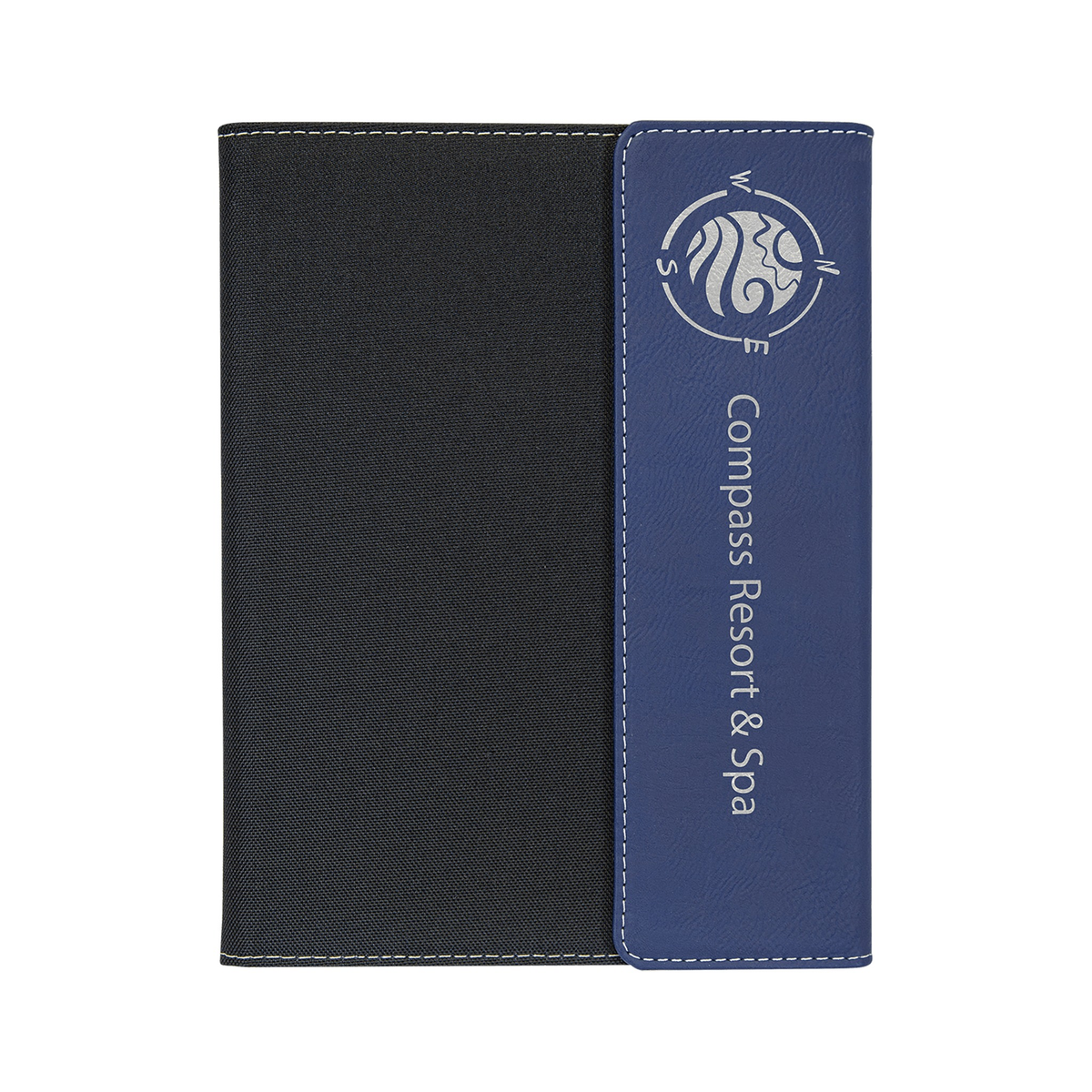 Leatherette/Black Canvas Portfolio with Notepad, Blue/Silver