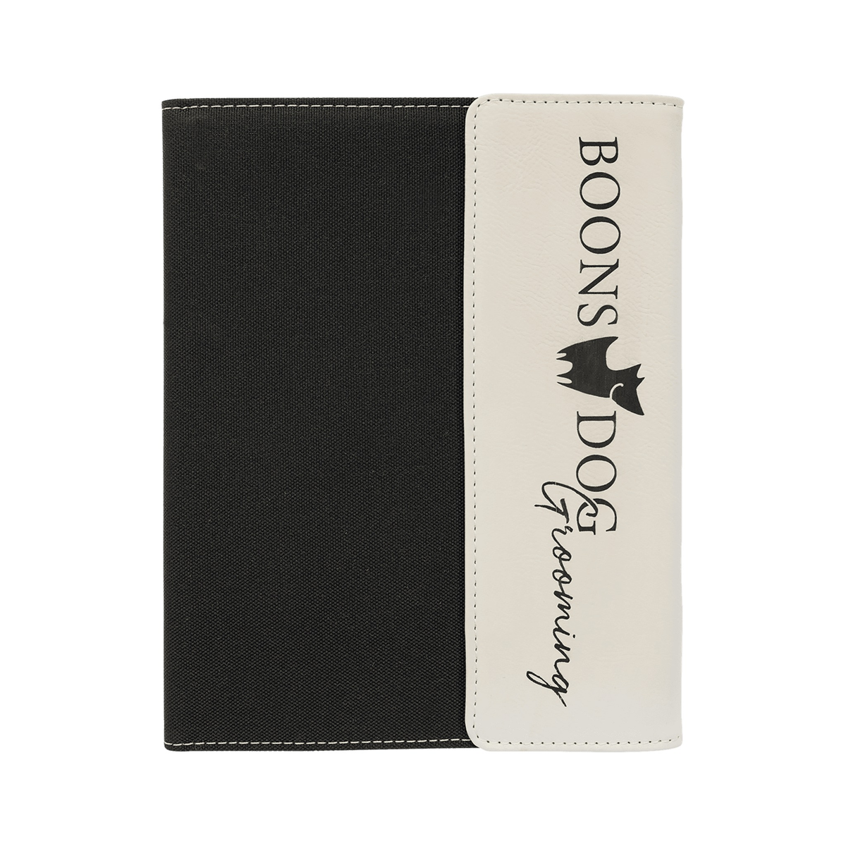 Leatherette/Black Canvas Portfolio with Notepad, White