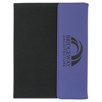 Purple Leatherette/Black Canvas Portfolio with Notepad