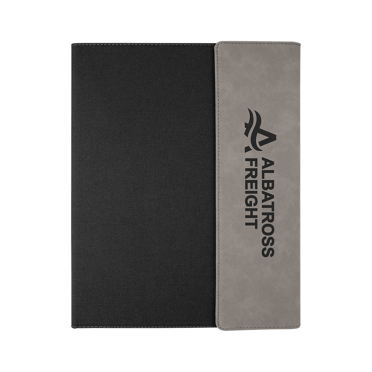 Leatherette/Black Canvas Portfolio with Notepad, Gray
