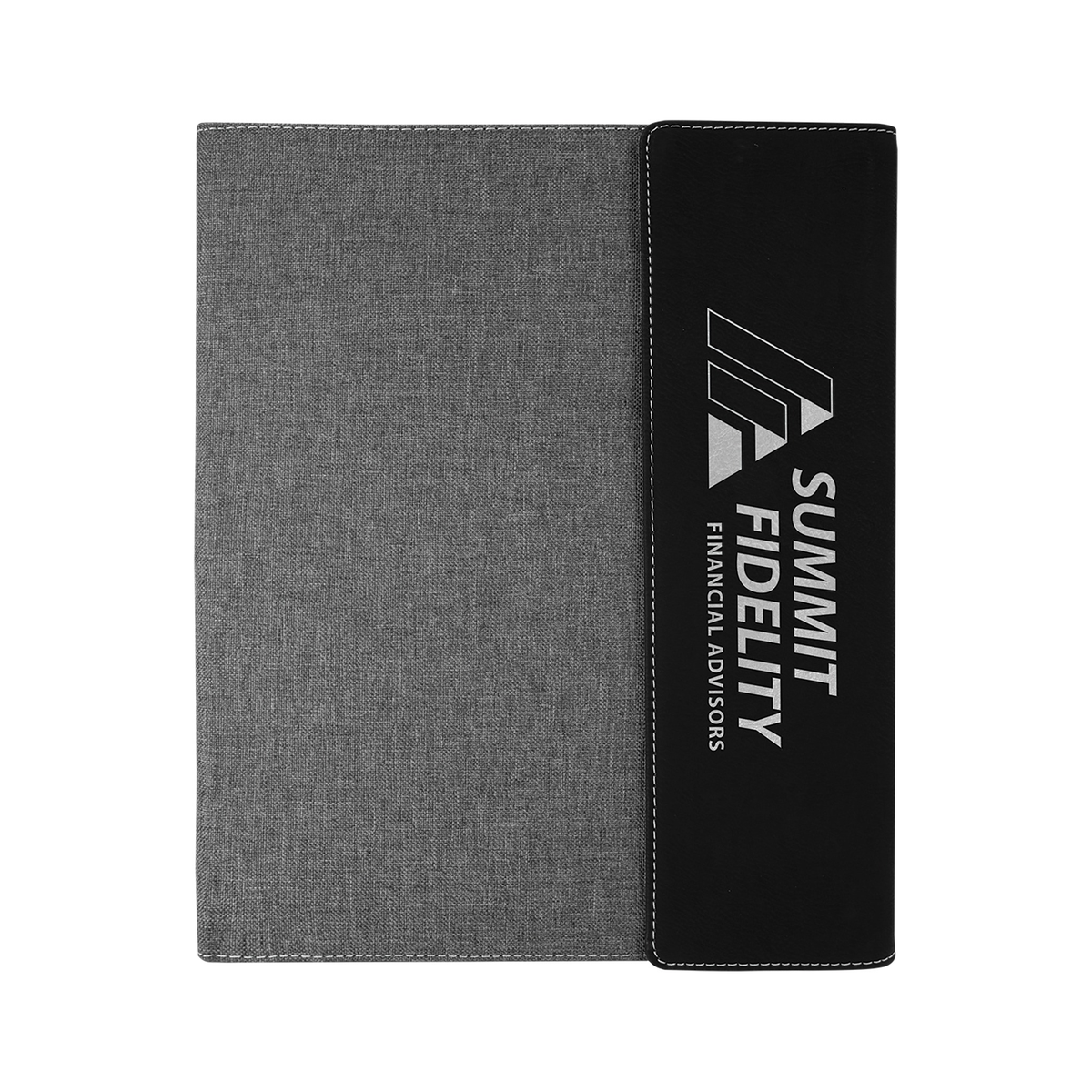 Leatherette/Gray Canvas Portfolio with Notepad, Black/Silver