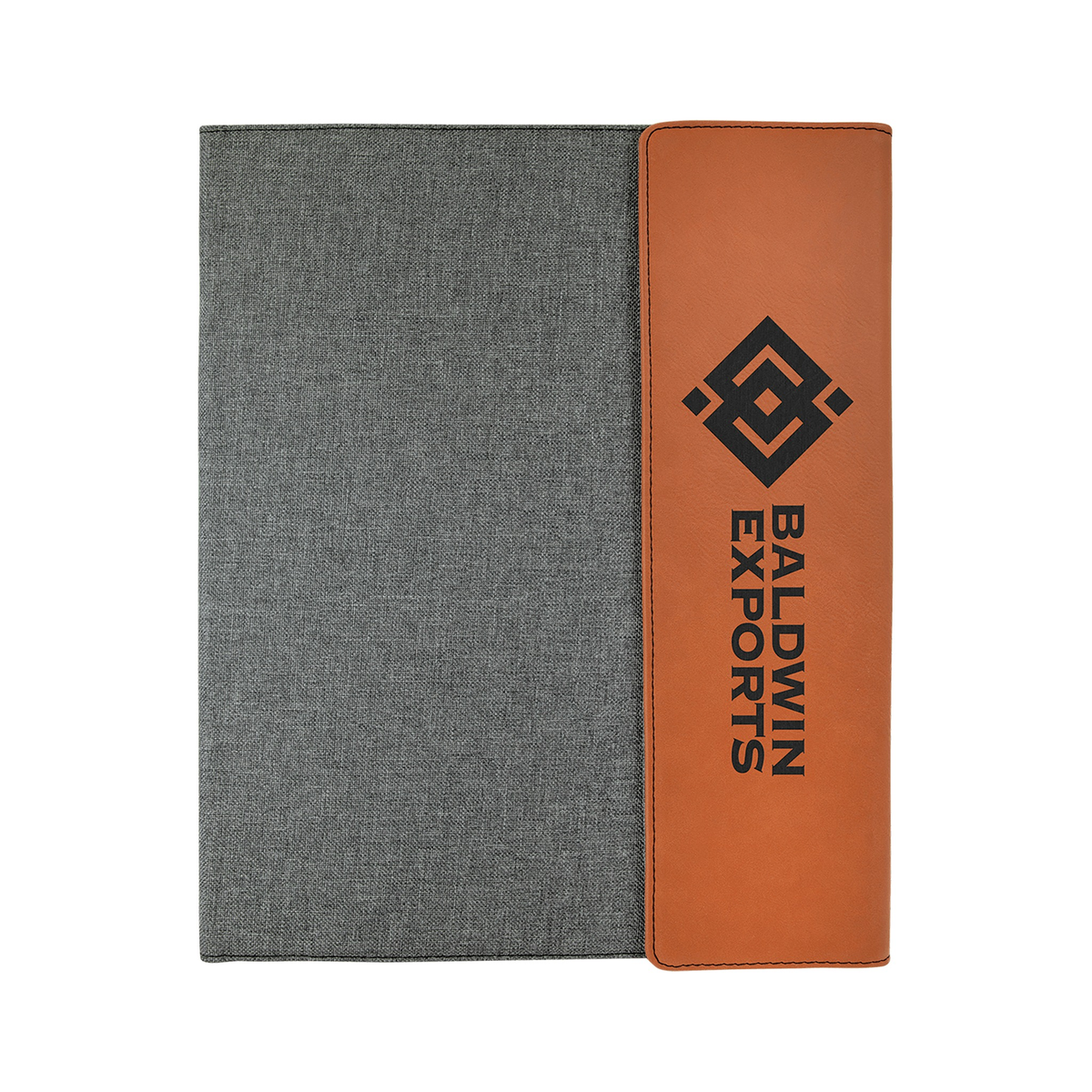 Leatherette/Gray Canvas Portfolio with Notepad, Rawhide