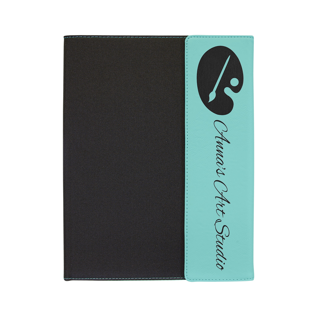 Leatherette/Black Canvas Portfolio with Notepad, Teal