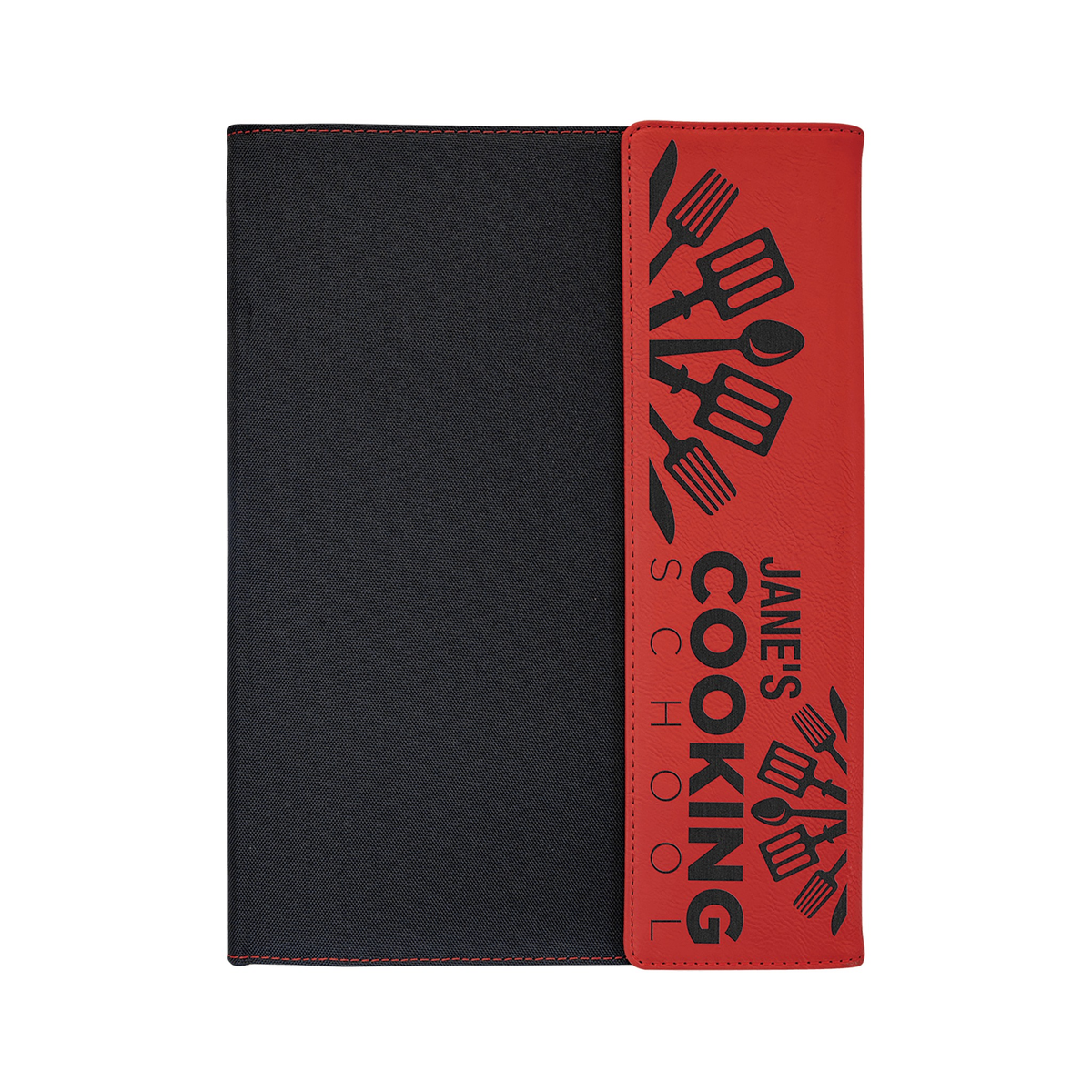 Leatherette/Black Canvas Portfolio with Notepad, Red