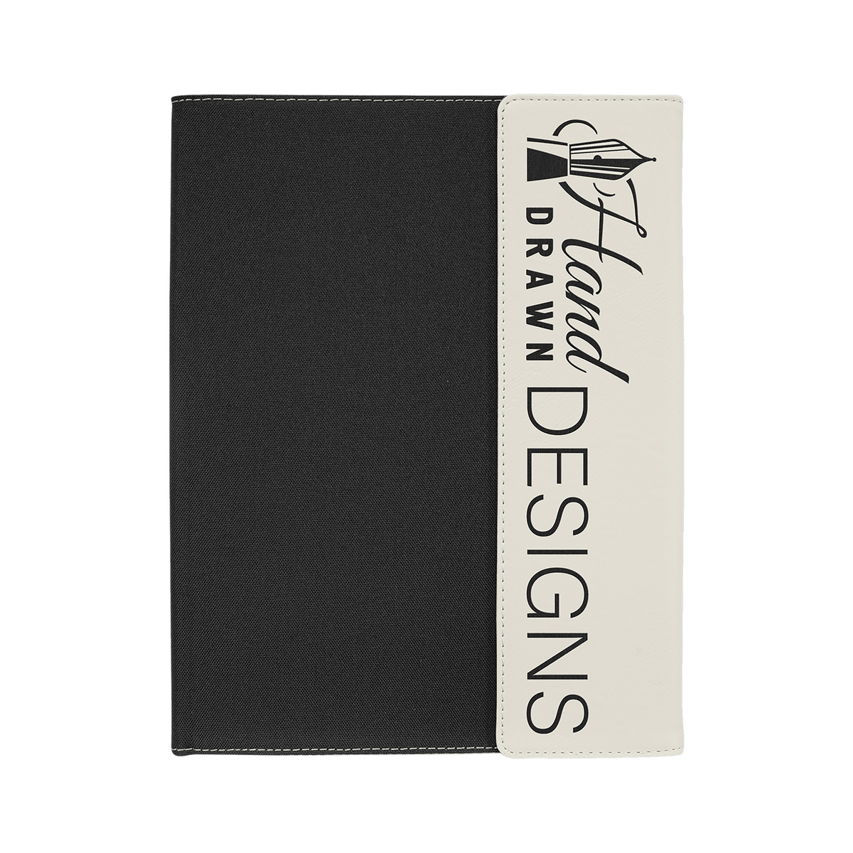 Leatherette/Black Canvas Portfolio with Notepad, White