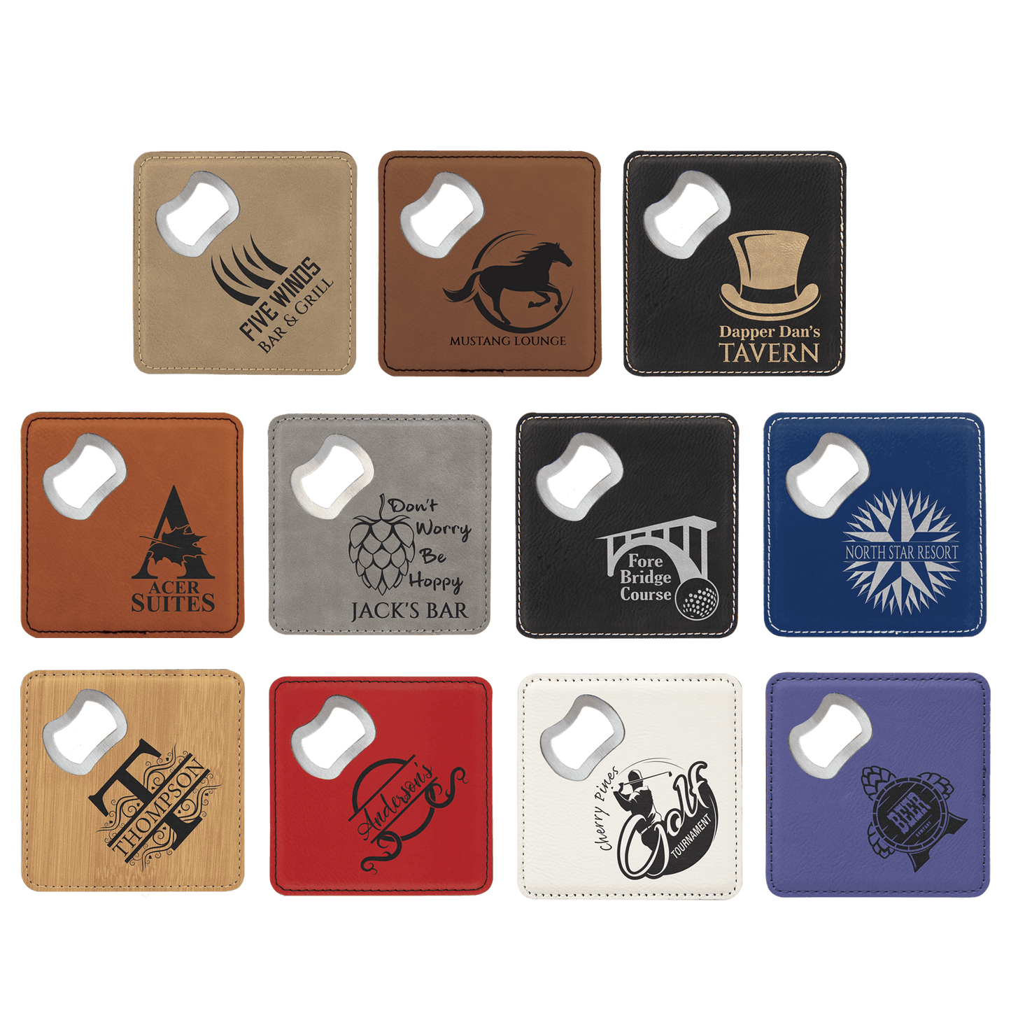 Leatherette Bottle Opener Coaster 4"