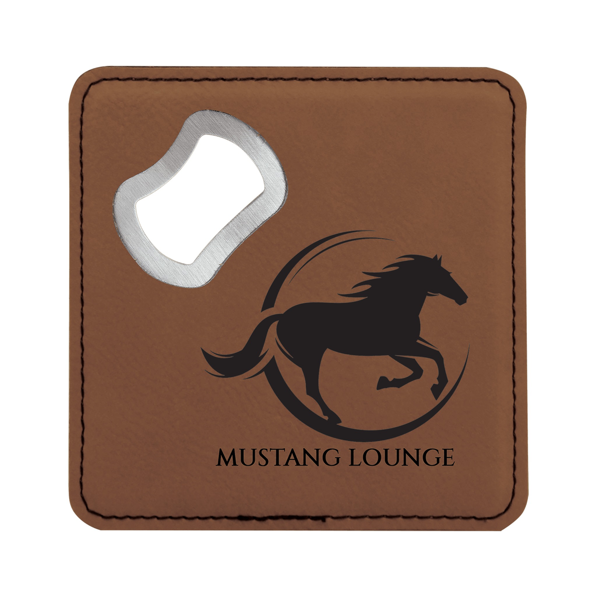 Leatherette Bottle Opener Coaster 4", Single