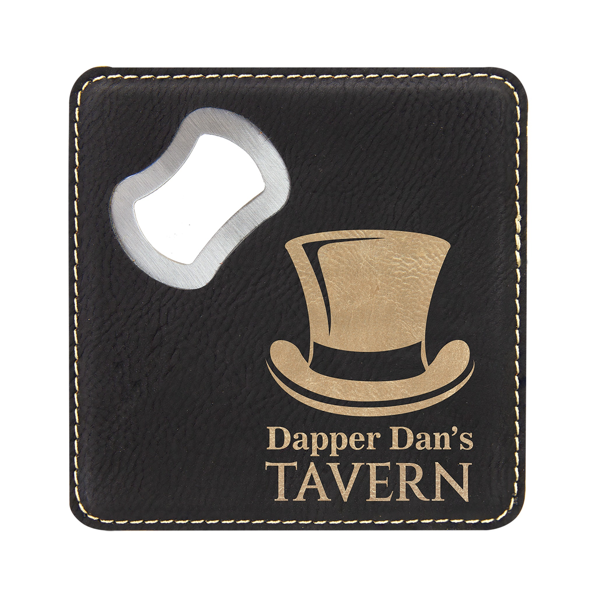 Leatherette Bottle Opener Coaster 4", Single