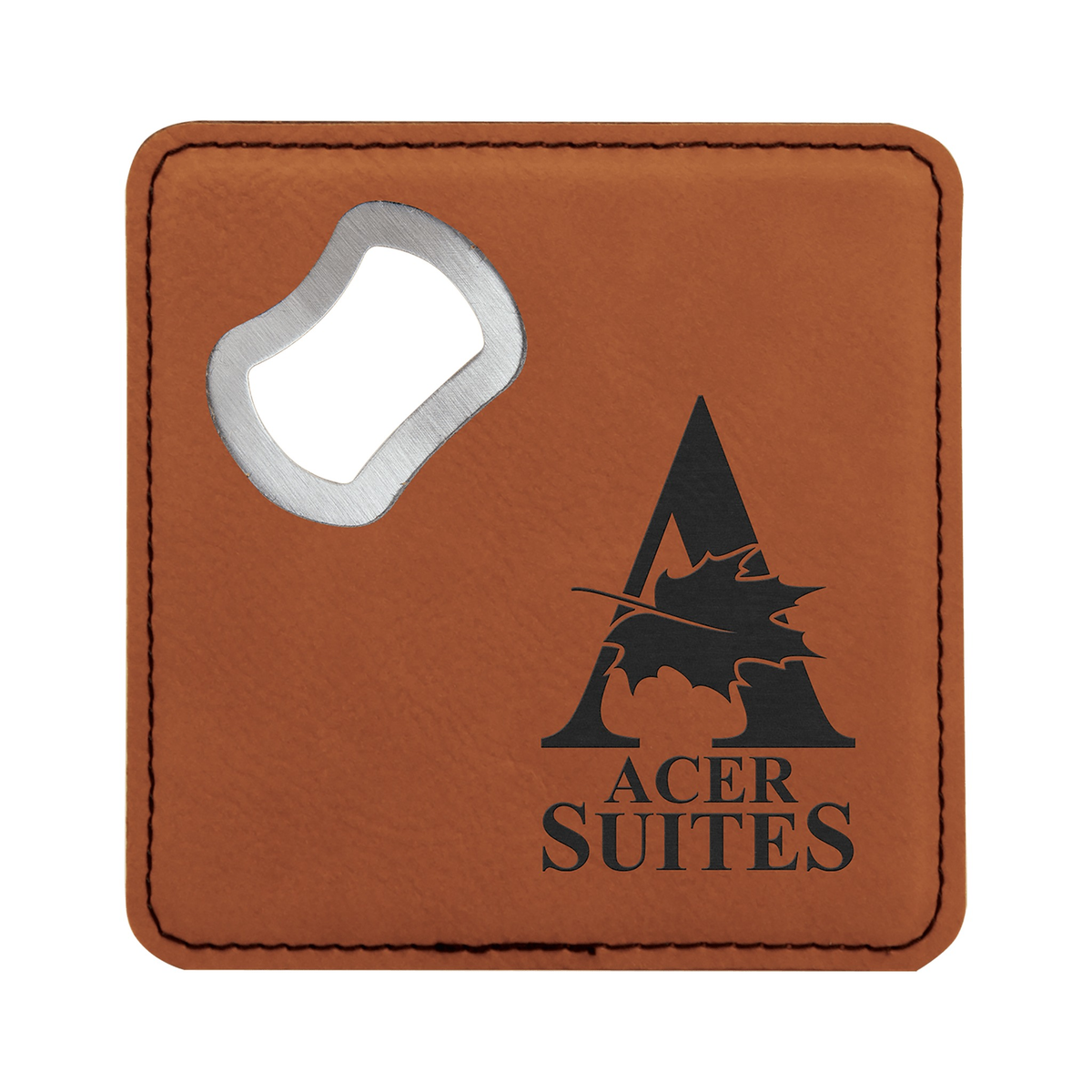 Leatherette Bottle Opener Coaster 4", Single