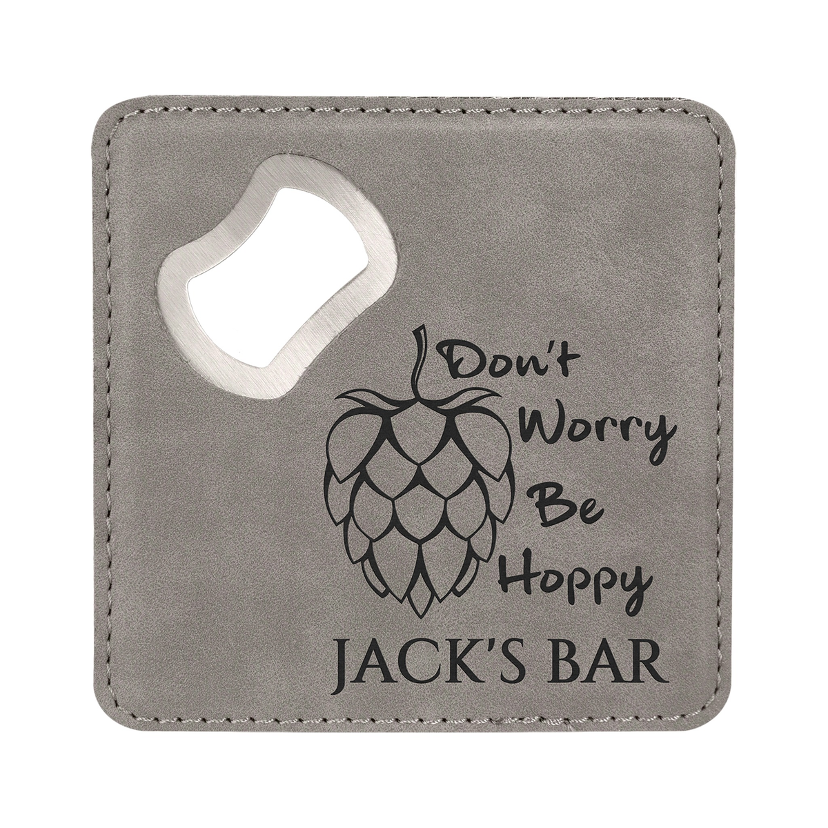Leatherette Bottle Opener Coaster 4", Single