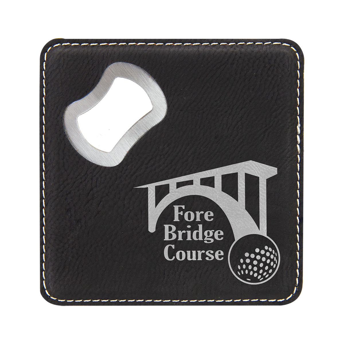 Leatherette Bottle Opener Coaster 4", Single