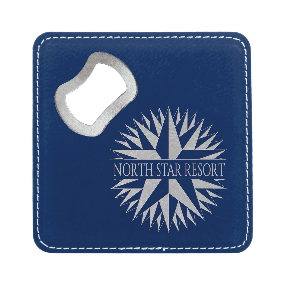 Leatherette Bottle Opener Coaster 4", Single