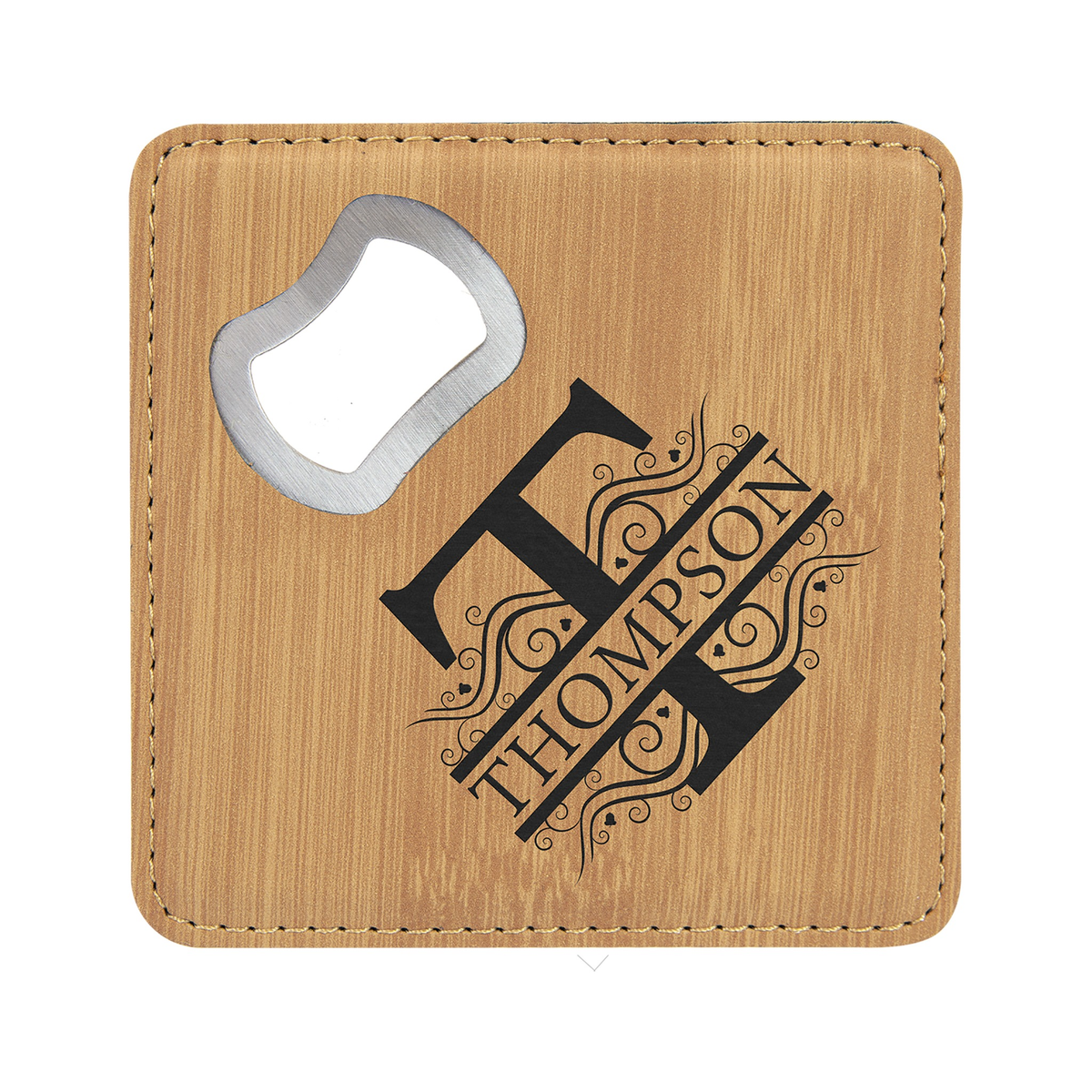 Leatherette Bottle Opener Coaster 4", Single