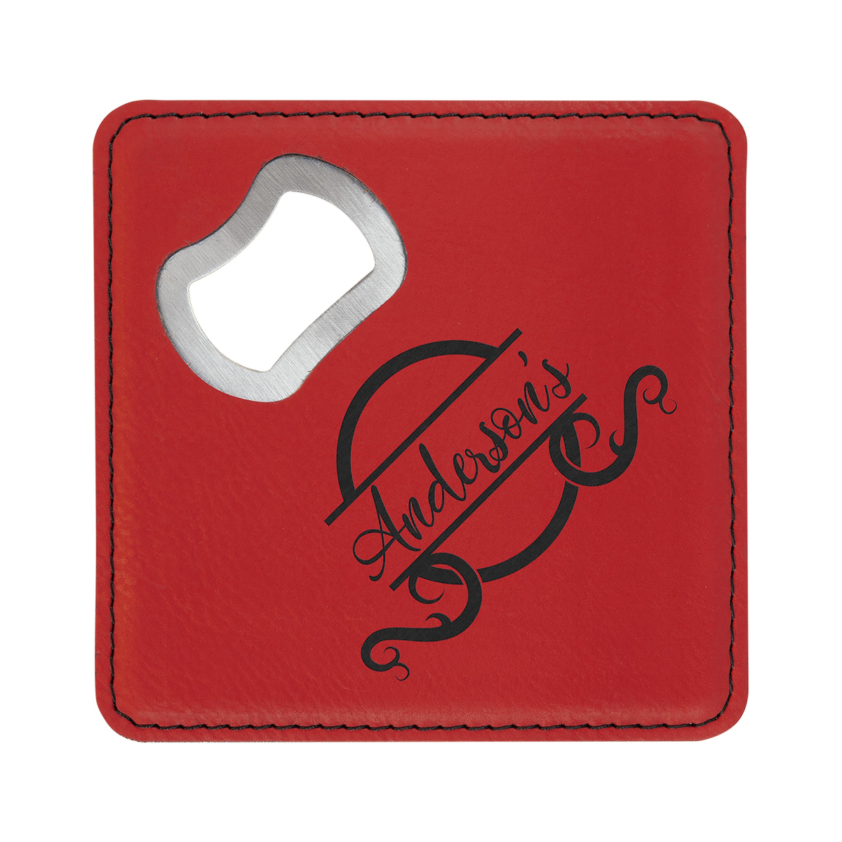 Leatherette Bottle Opener Coaster 4", Single
