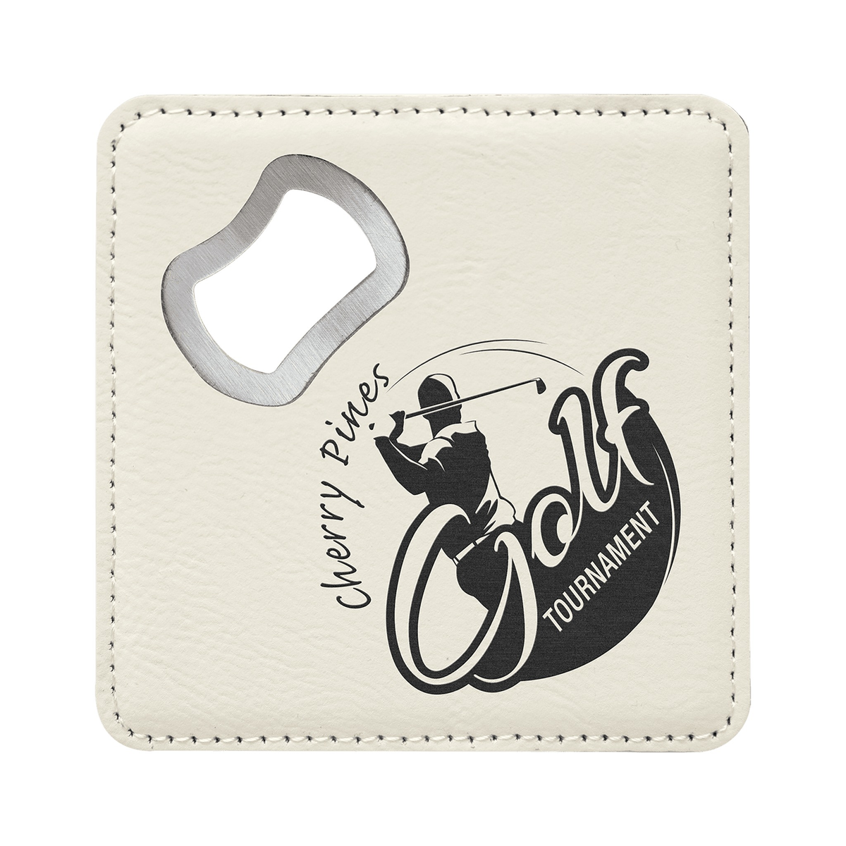 Leatherette Bottle Opener Coaster 4", Single