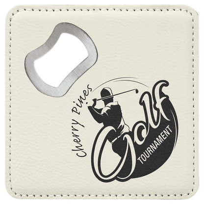 Leatherette Bottle Opener Coaster 4"