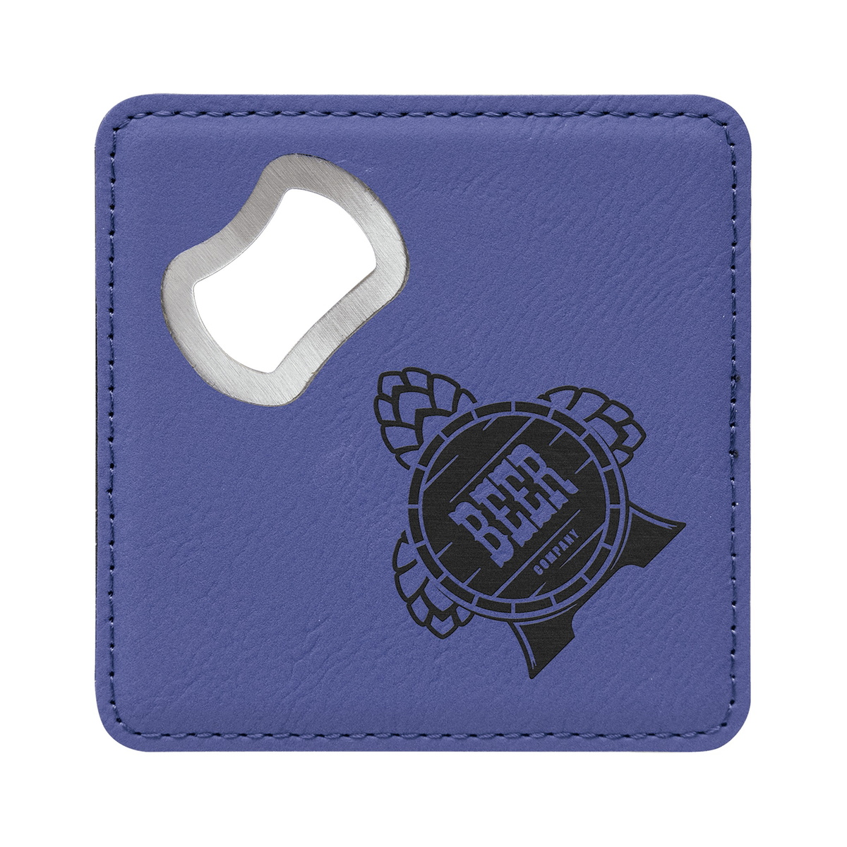 Leatherette Bottle Opener Coaster 4", Single