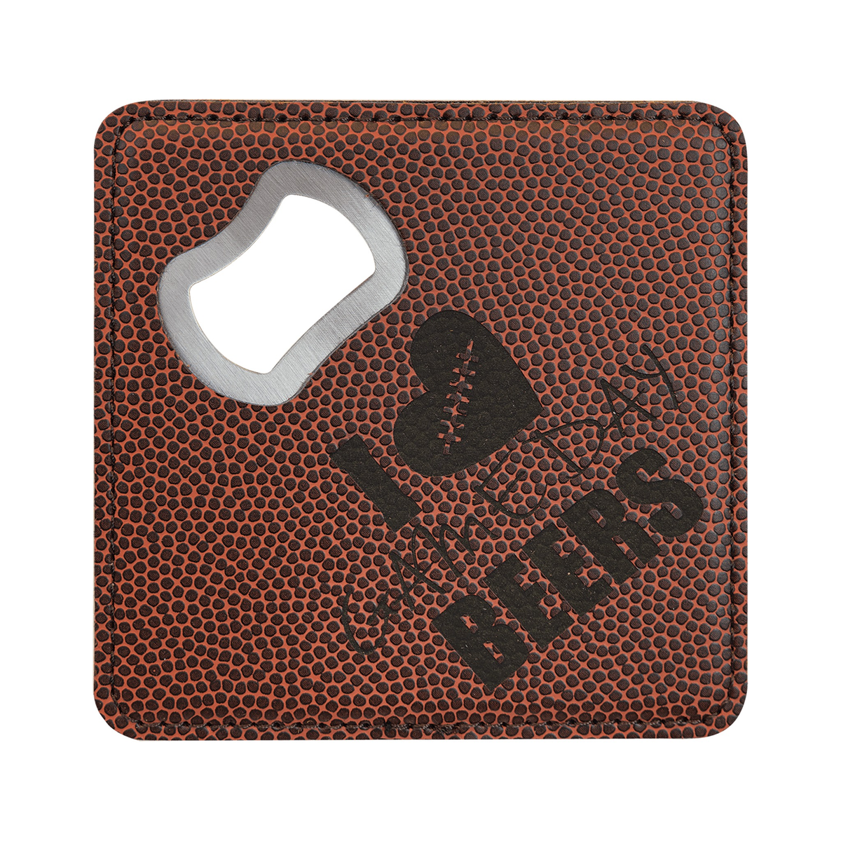 Leatherette Bottle Opener Coaster 4", Single
