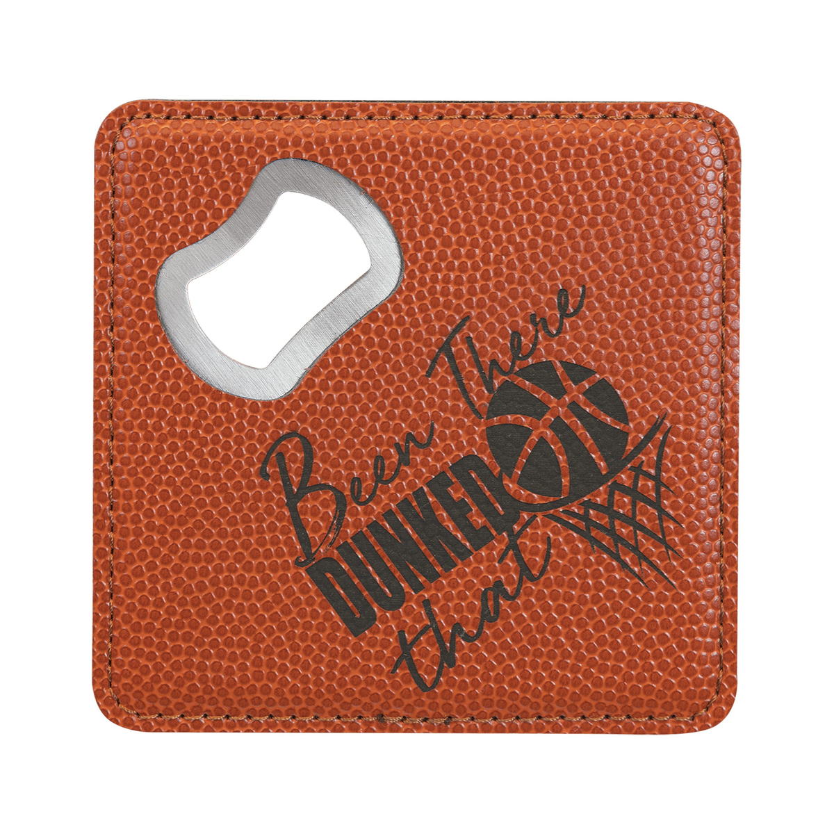 Leatherette Bottle Opener Coaster 4", Single