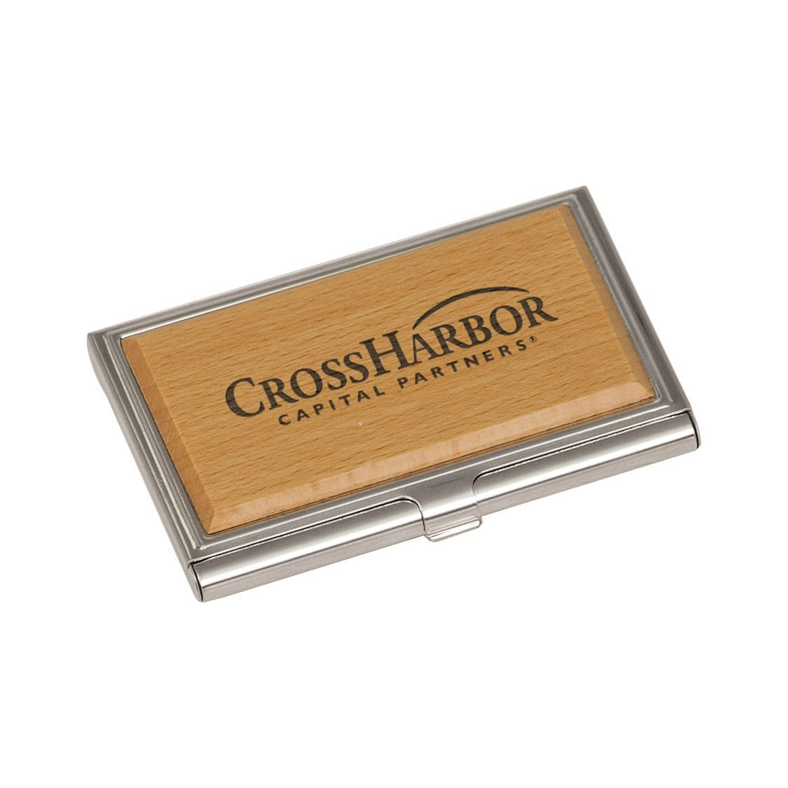 Beech Wood/Metal Business Card Holder