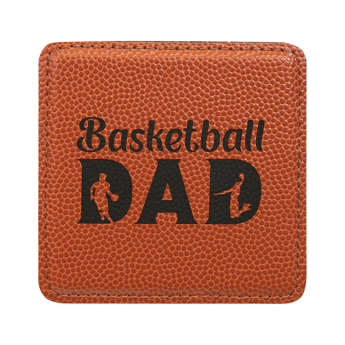 Leatherette Square Coaster 4", Basketball, Single