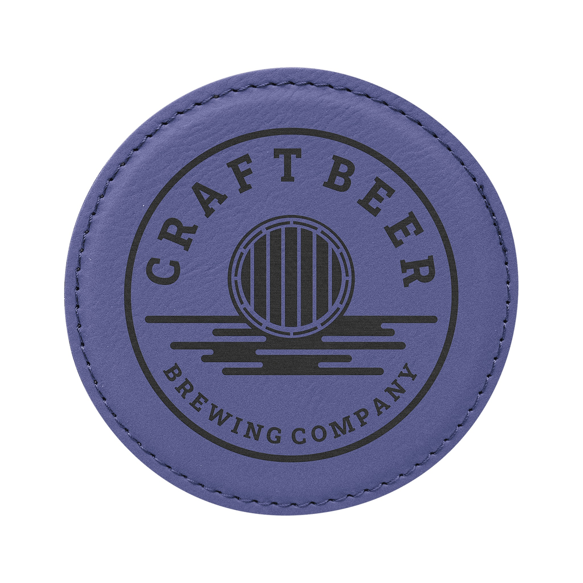 Leatherette Round Coaster 4", Purple, Single