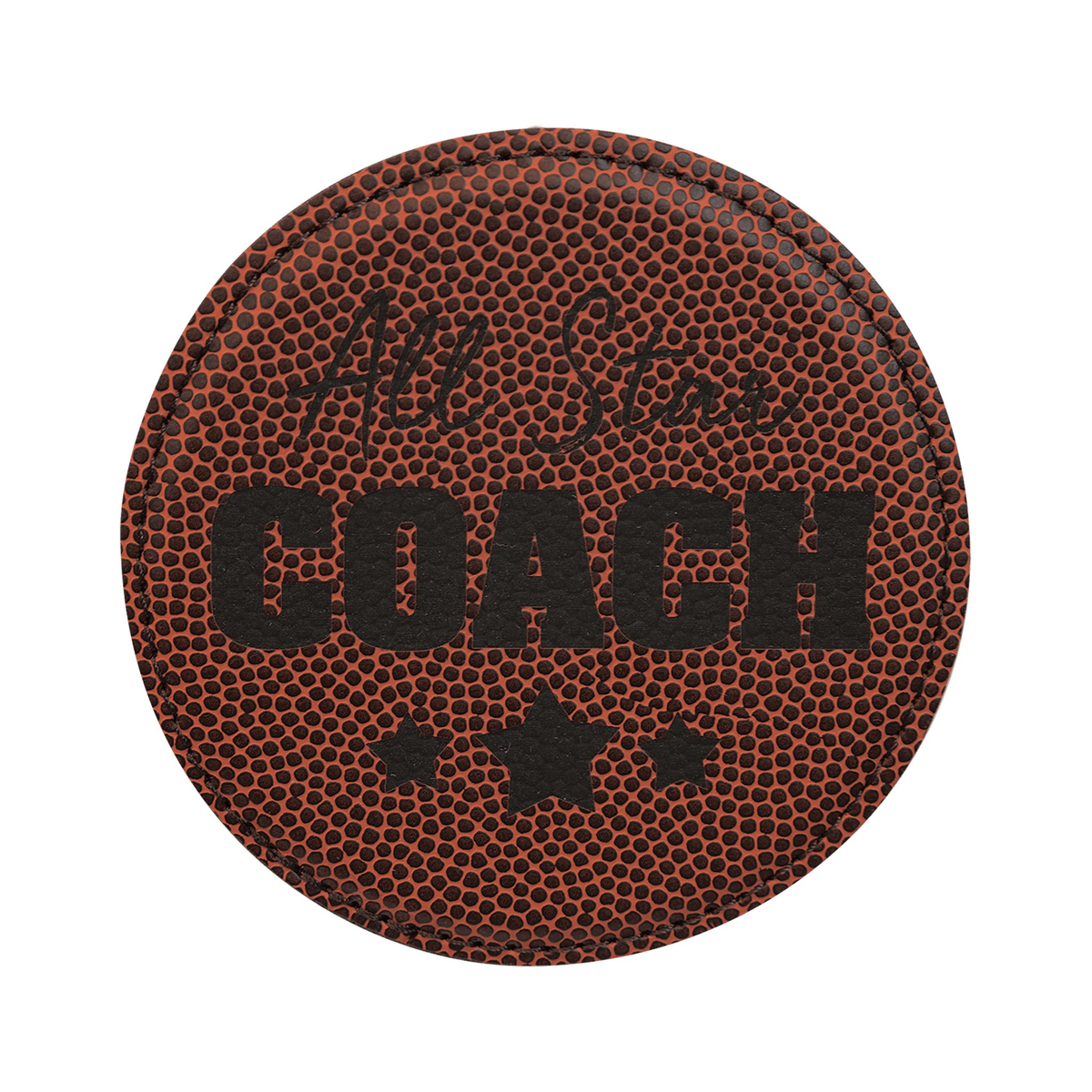 Leatherette Round Coaster 4", Football, Single