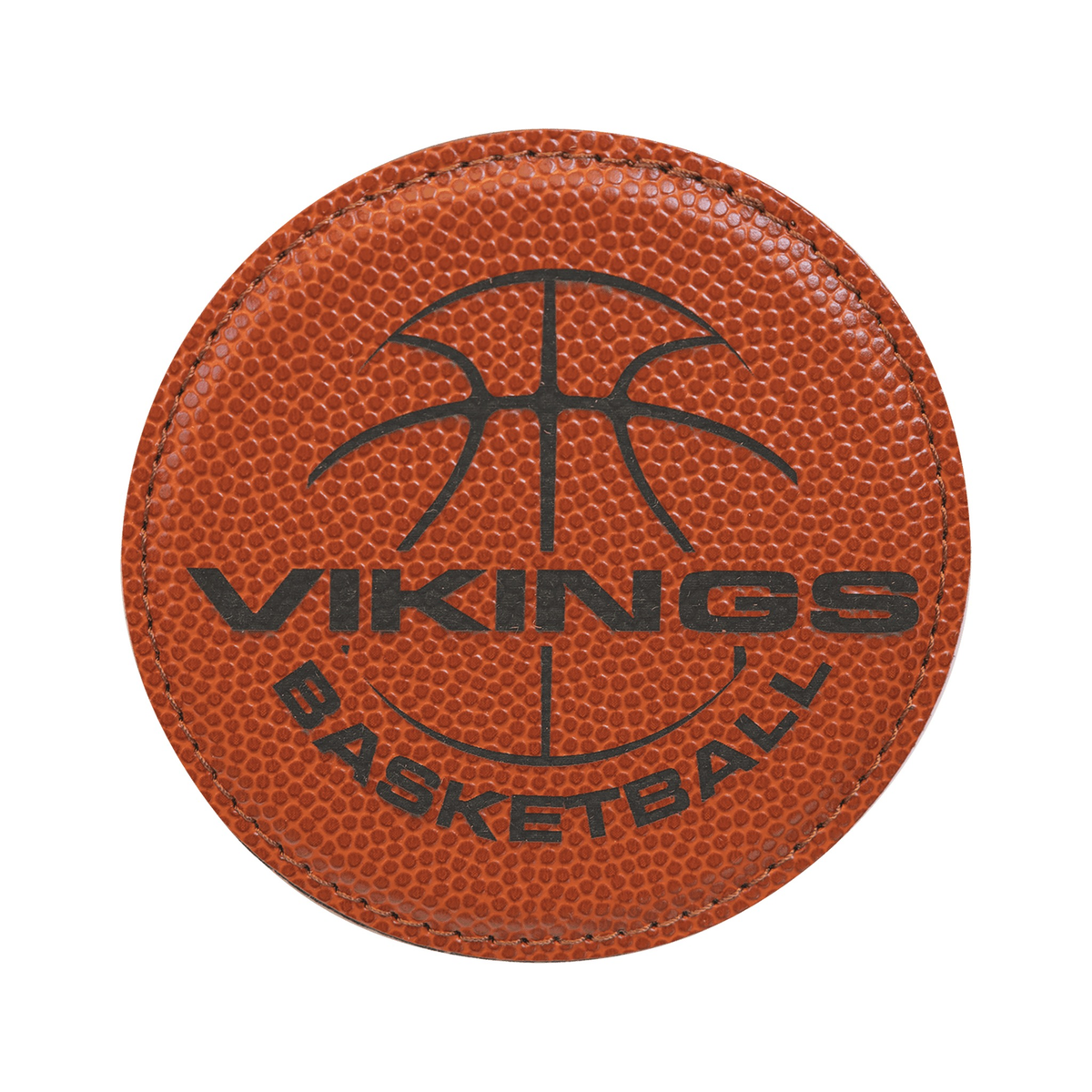 Leatherette Round Coaster 4", Basketball, Single