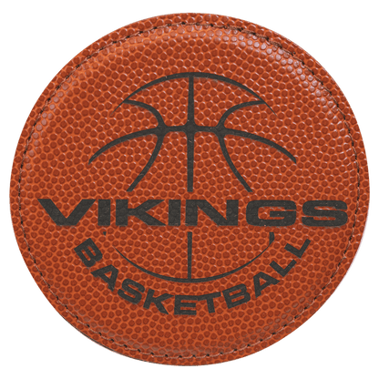 4" Round Basketball Leatherette Coaster