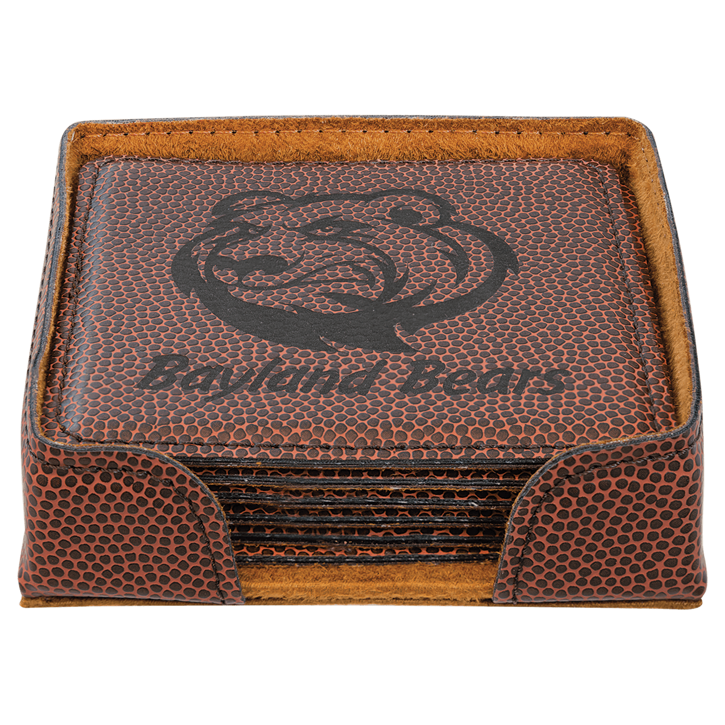 4" Square Football Leatherette Coaster