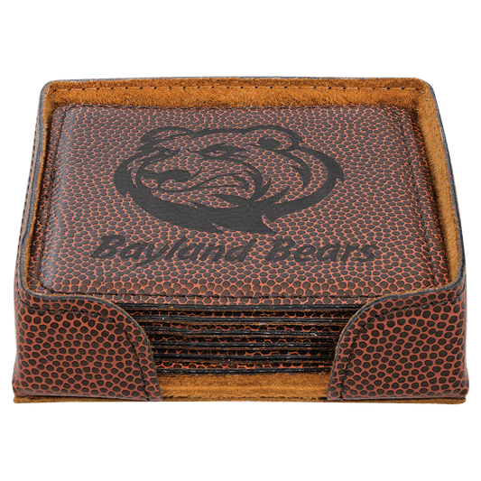4" Square Football Leatherette Coaster