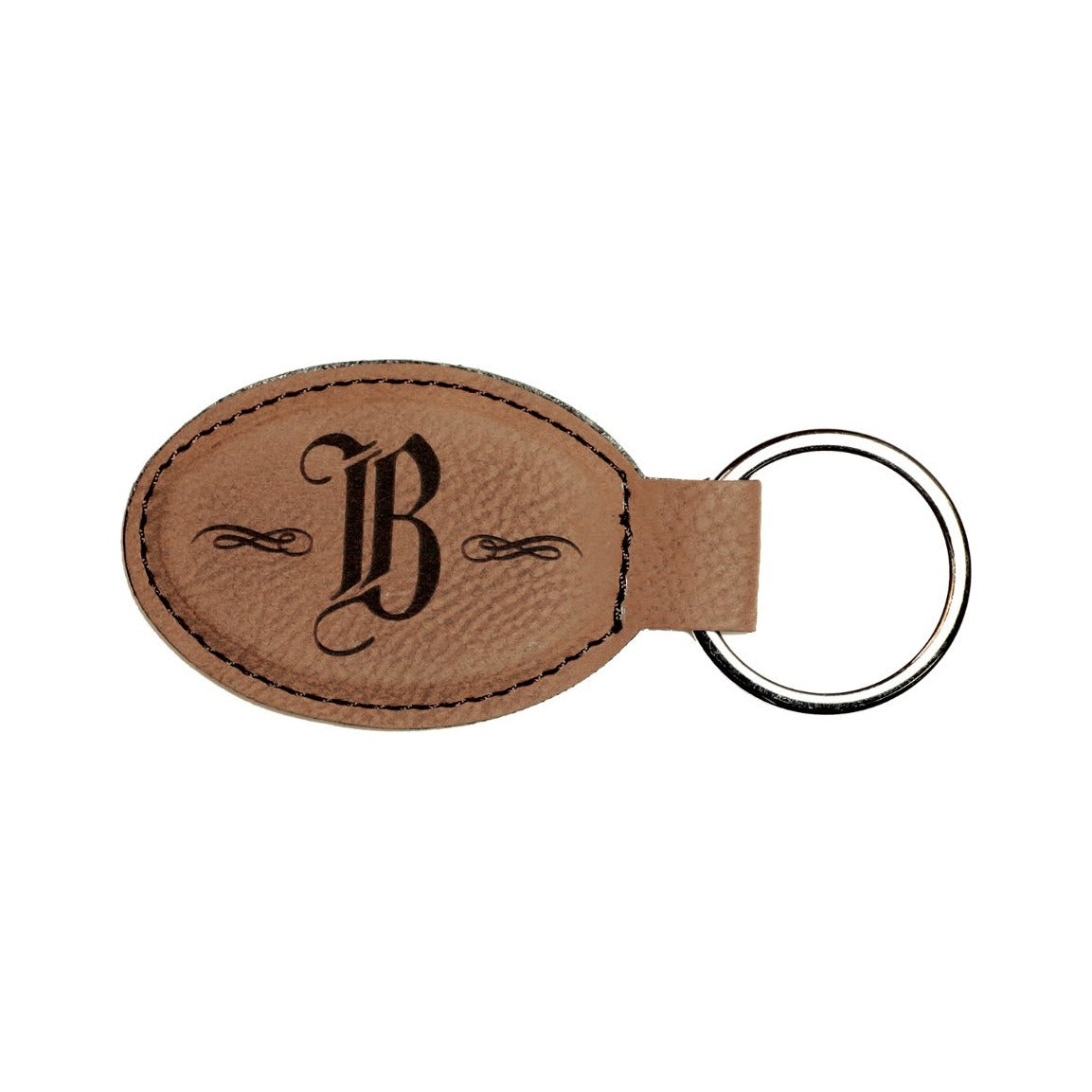 Leatherette Oval Keychain 3" x 1.75"