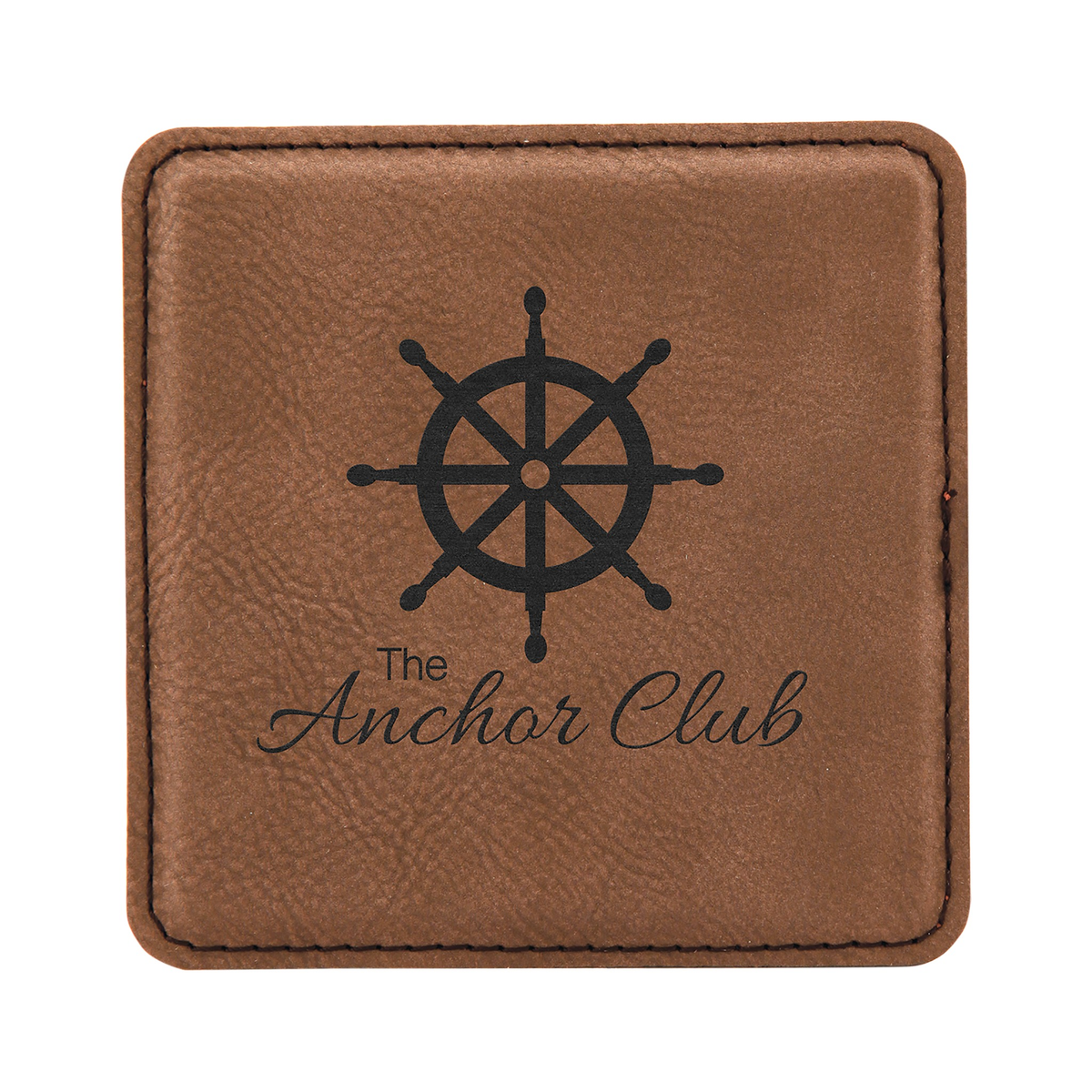 Leatherette Square Coaster 4", Dark Brown, Single
