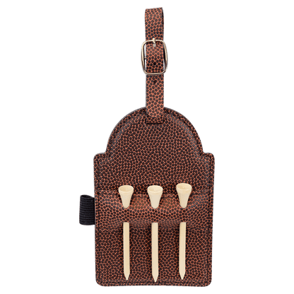 Leatherette Golf Bag Tag with 3 Wooden Tees