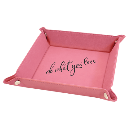 Pink Leatherette Snap-Up Tray with Silver Snaps