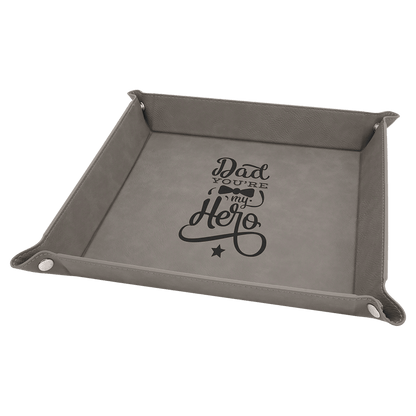 Gray Leatherette Snap-Up Tray with Silver Snaps