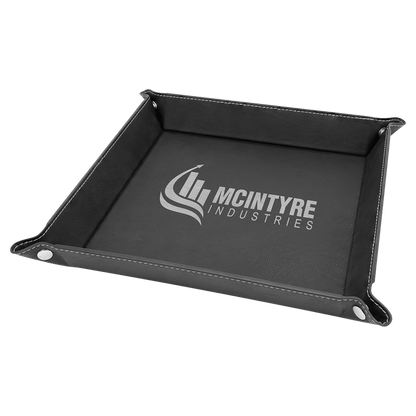 Black/Silver Leatherette Snap-Up Tray with Silver Snaps