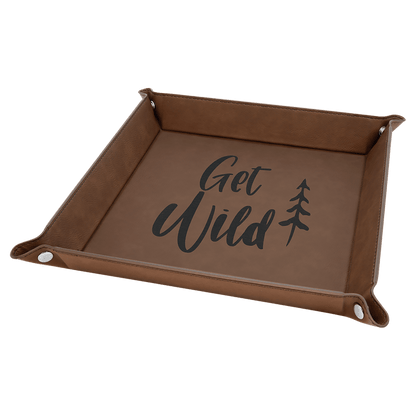 Dark Brown Leatherette Snap-Up Tray with Silver Snaps
