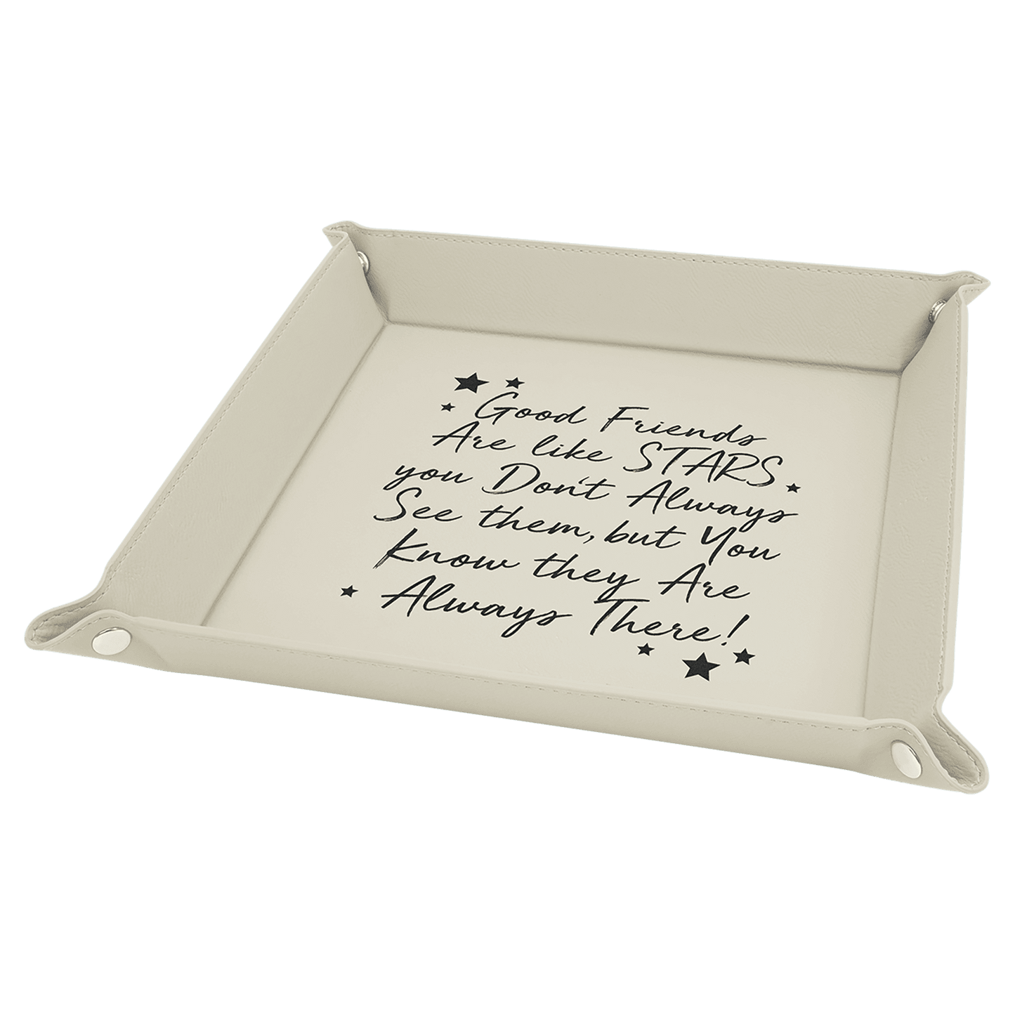 White Leatherette Snap-Up Tray with Silver Snaps