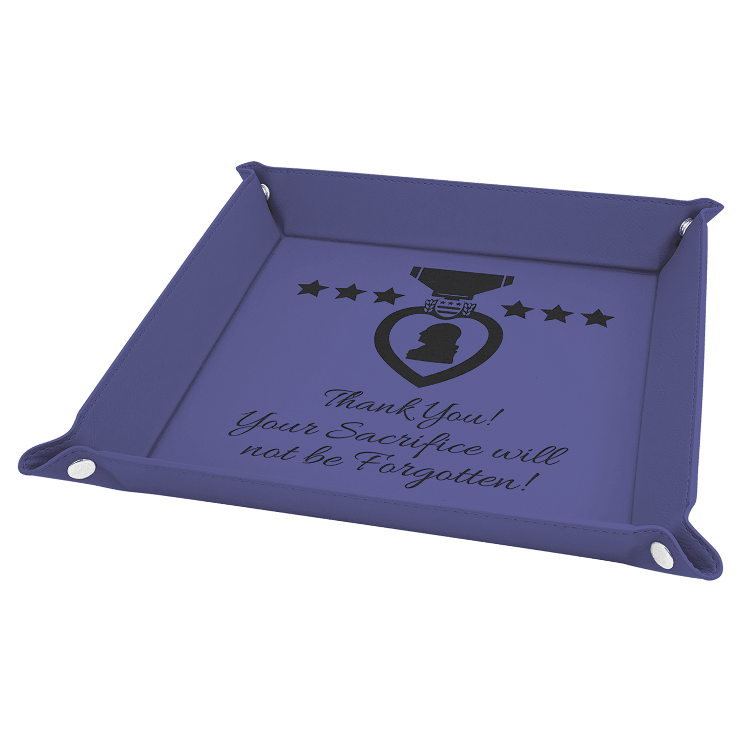 Purple Leatherette Snap-Up Tray with Silver Snaps
