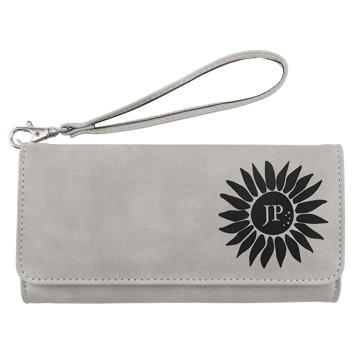 Creekside Leatherette Wallet with Strap, Light Gray