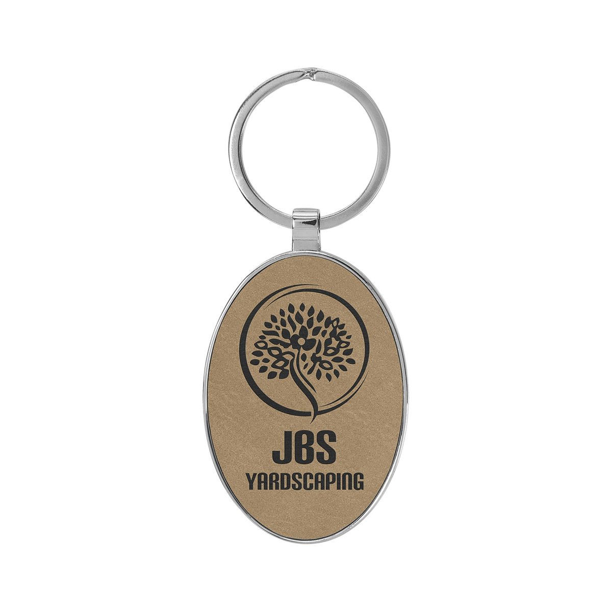 Leatherette/Metal Bamboo Oval Keychain 3" x 1.75"