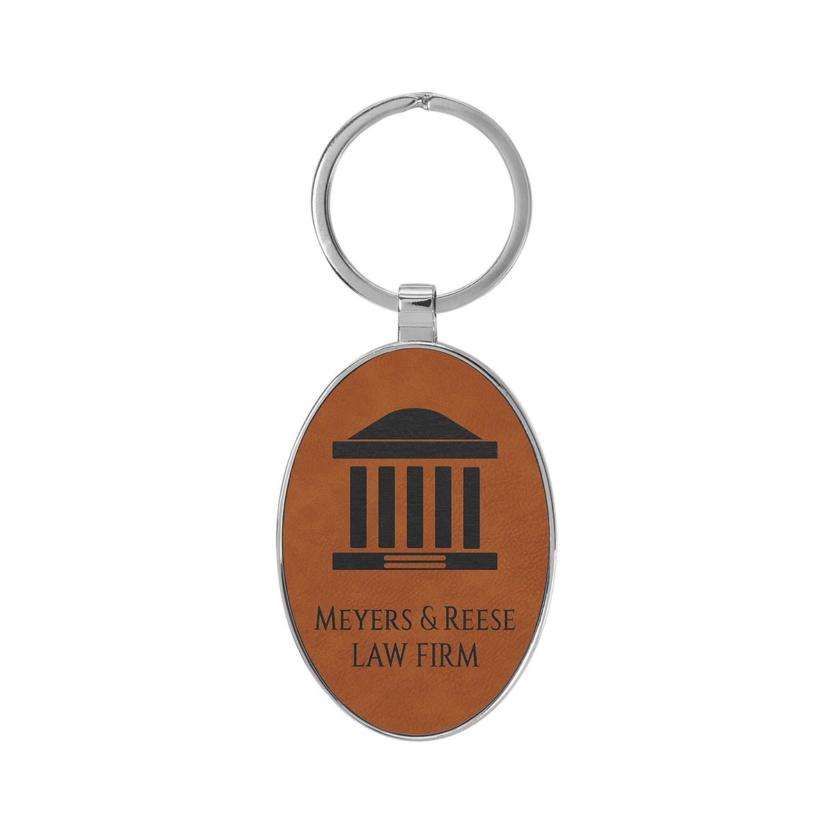 Leatherette/Metal Bamboo Oval Keychain 3" x 1.75"