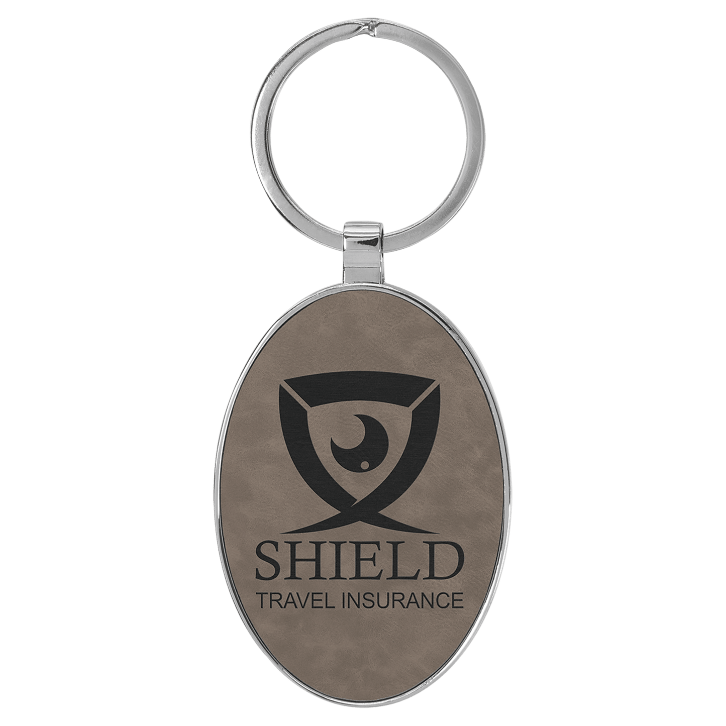 Leatherette/Metal Bamboo Oval Keychain 3" x 1.75"
