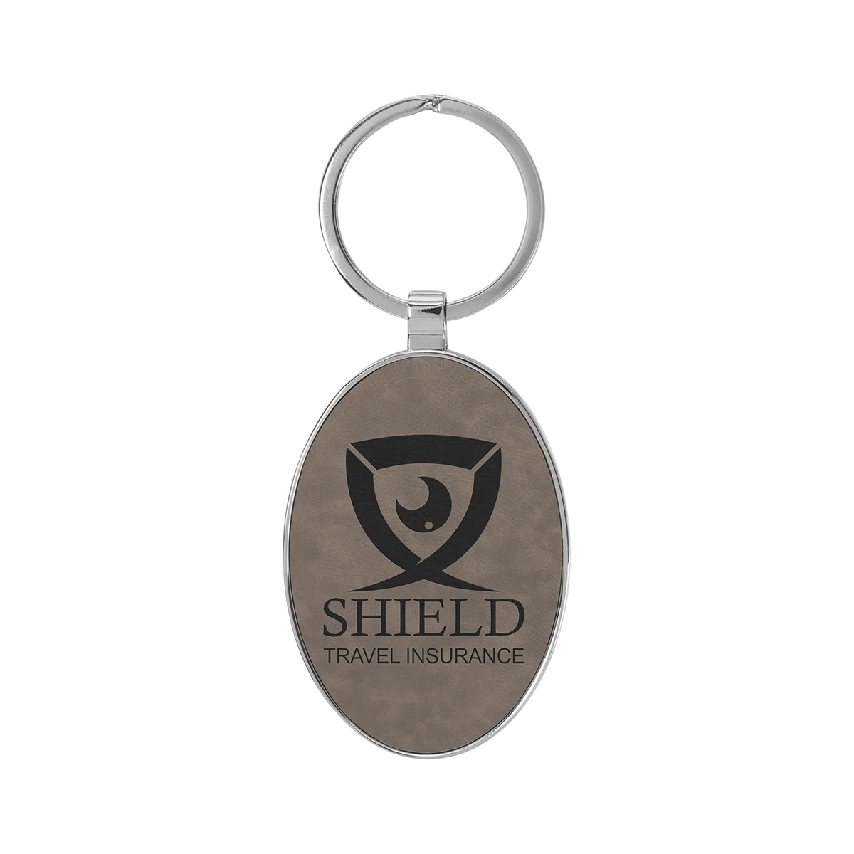 Leatherette/Metal Bamboo Oval Keychain 3" x 1.75"