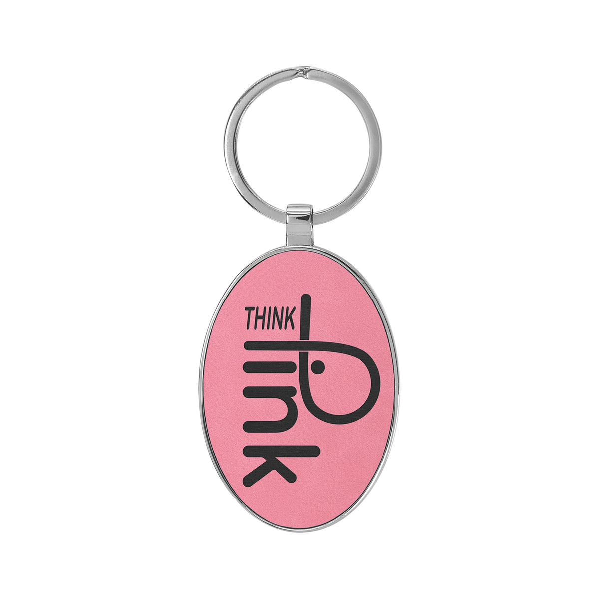 Leatherette/Metal Bamboo Oval Keychain 3" x 1.75"